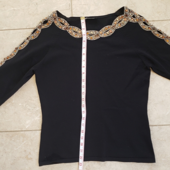 Boatneck sweater womens black w beading M - Picture 6 of 7